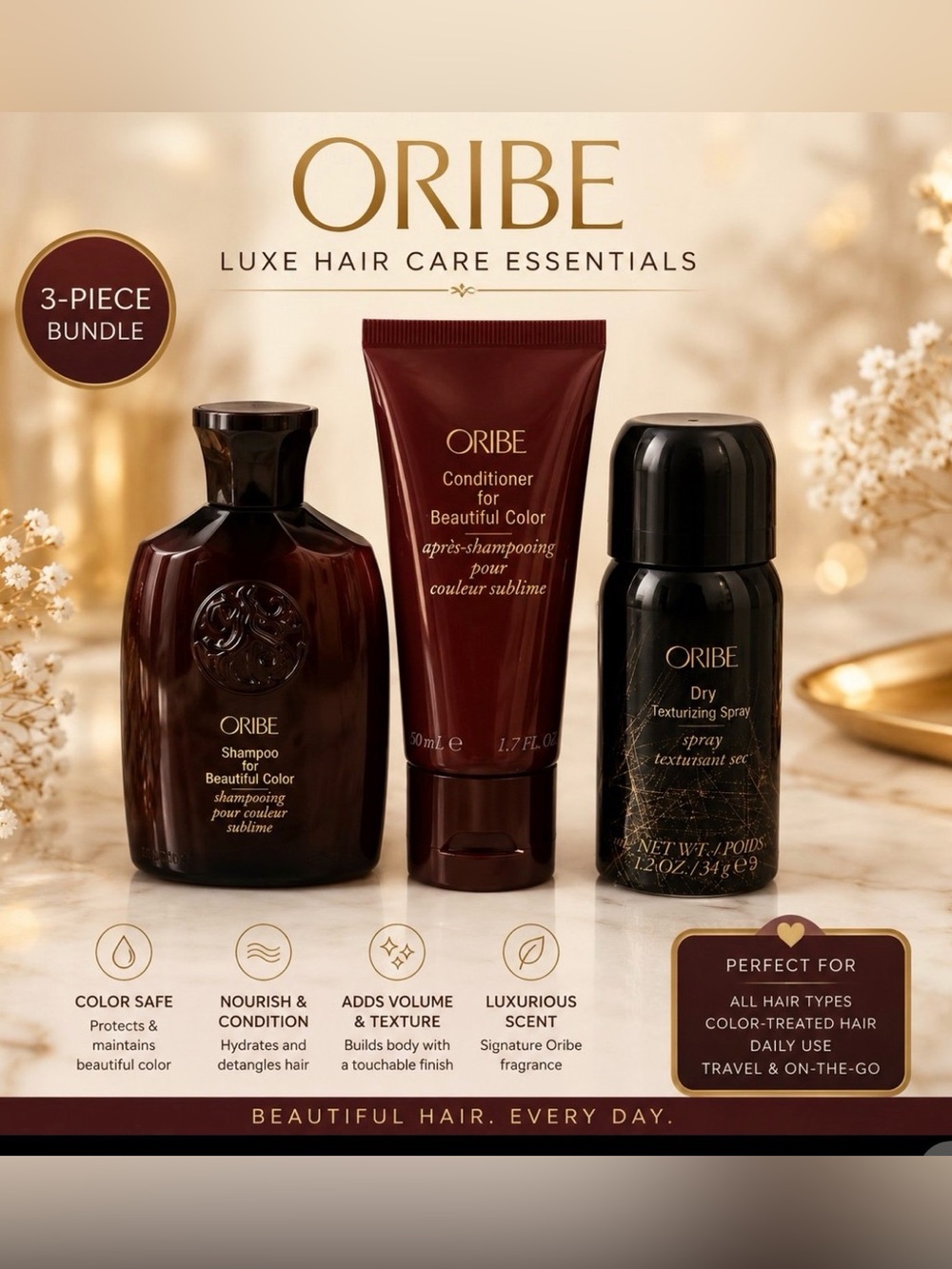 Oribe Luxe Hair Care Essentials 3-
Piece Travel Bundle